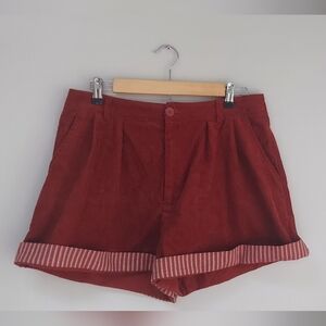 Cider 100% Cotton Mid Rise Striped Roll Hem Shorts